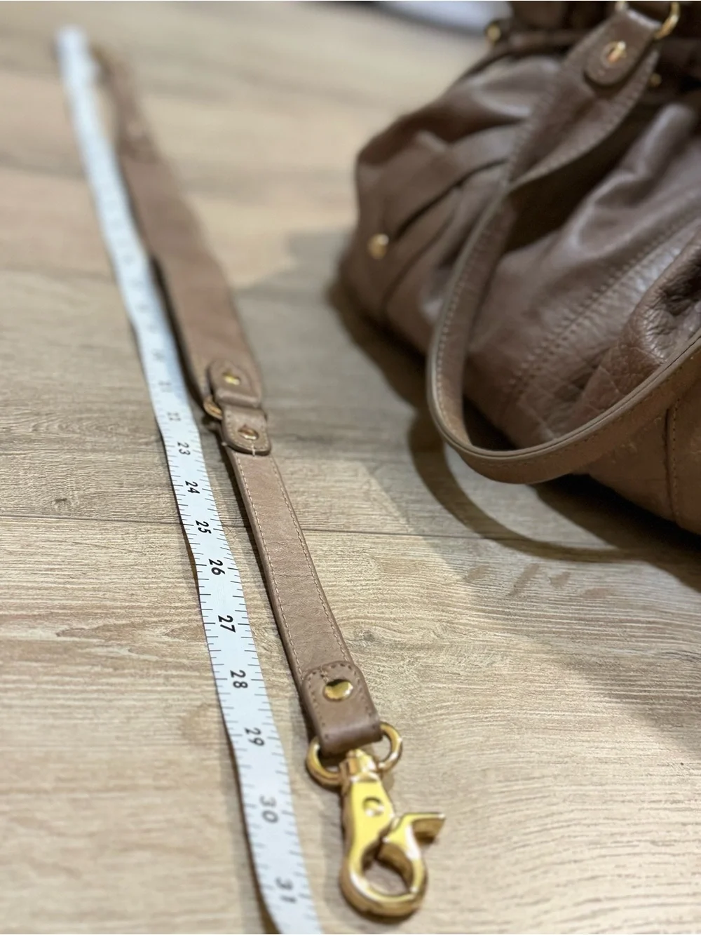Sabina New York Taupe Leather Slouch Satchel Shoulder Bag Gold Hardware